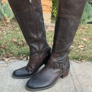 Vince Camuto Low Heel Brown Leather Boots